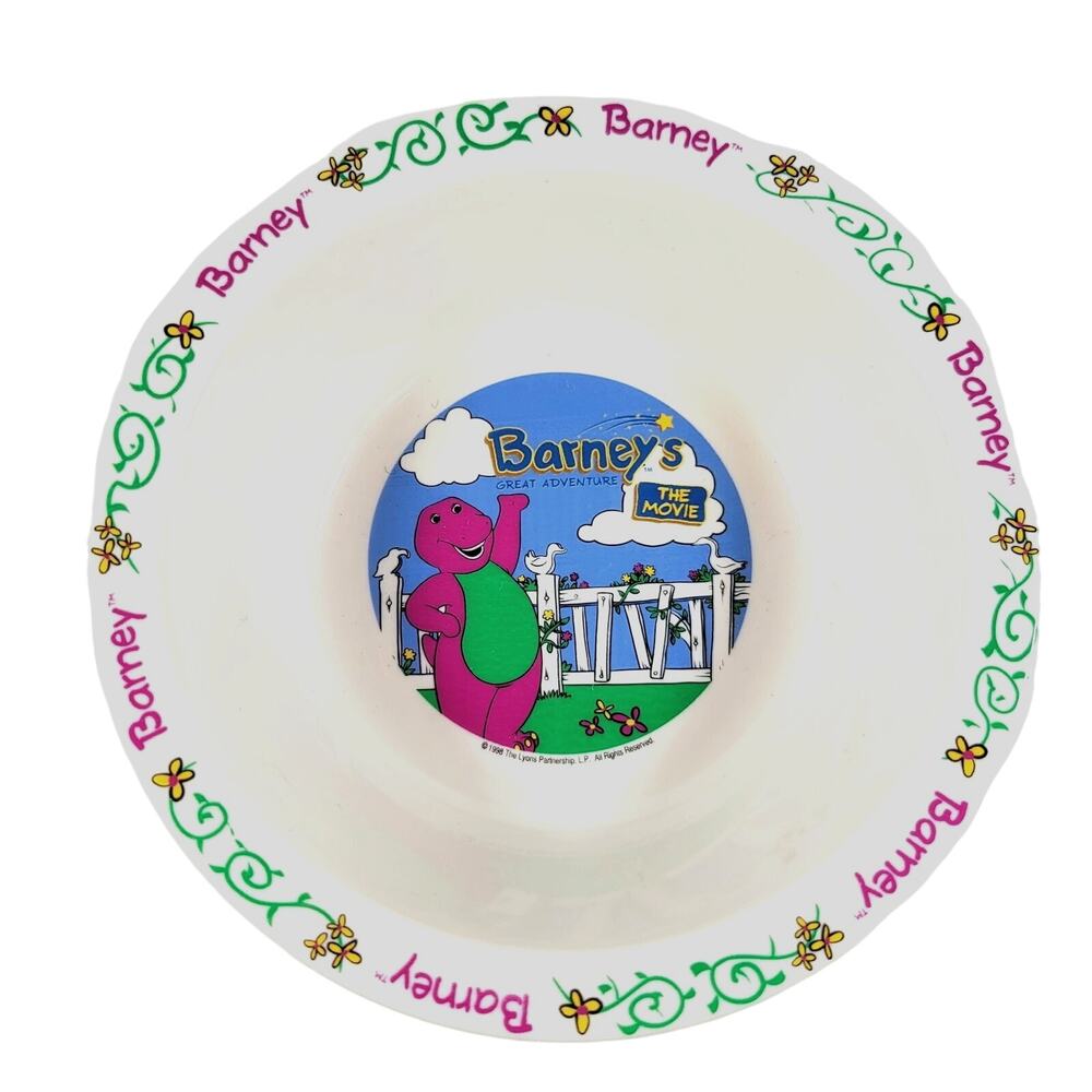 Barney Great Adventure Movie 1998 Plastic Bowl 6" Vintage Collectible